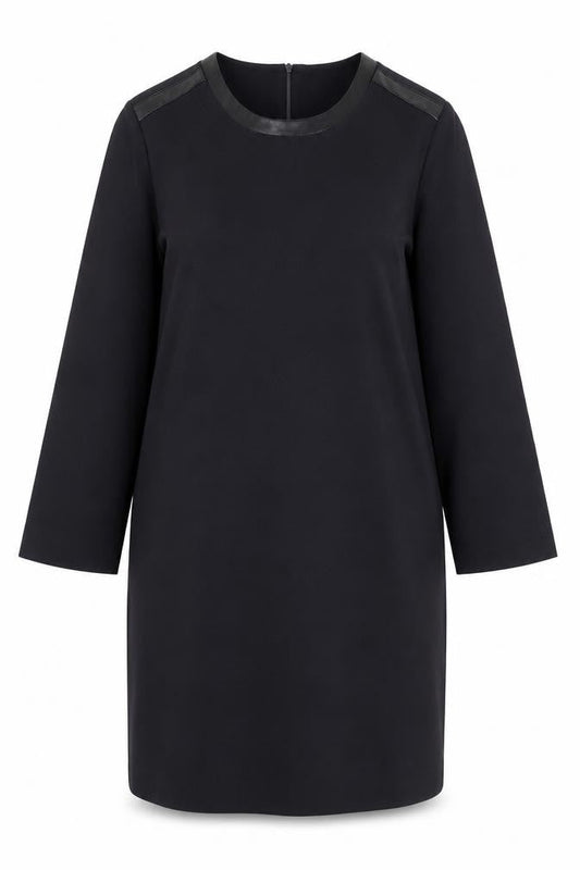 Front view of Massimo Dutti Black Sheath Dress - Women’s, size UK 12