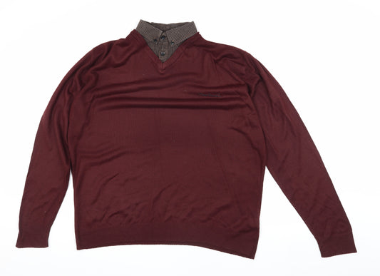 Pierre Cardin Men's Red Pullover Jumper, Size L, Classic Knit