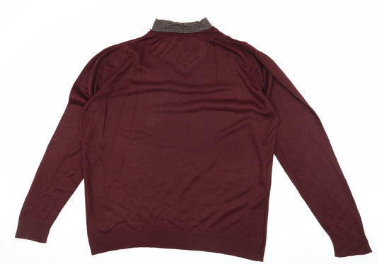 Pierre Cardin Men's Red Pullover Jumper, Size L, Classic Knit