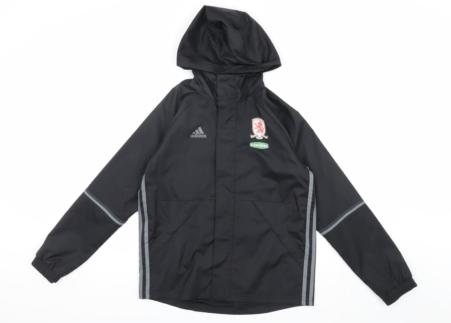 Adidas Boys Black Track Jacket 11-12 Years Hooded Sports