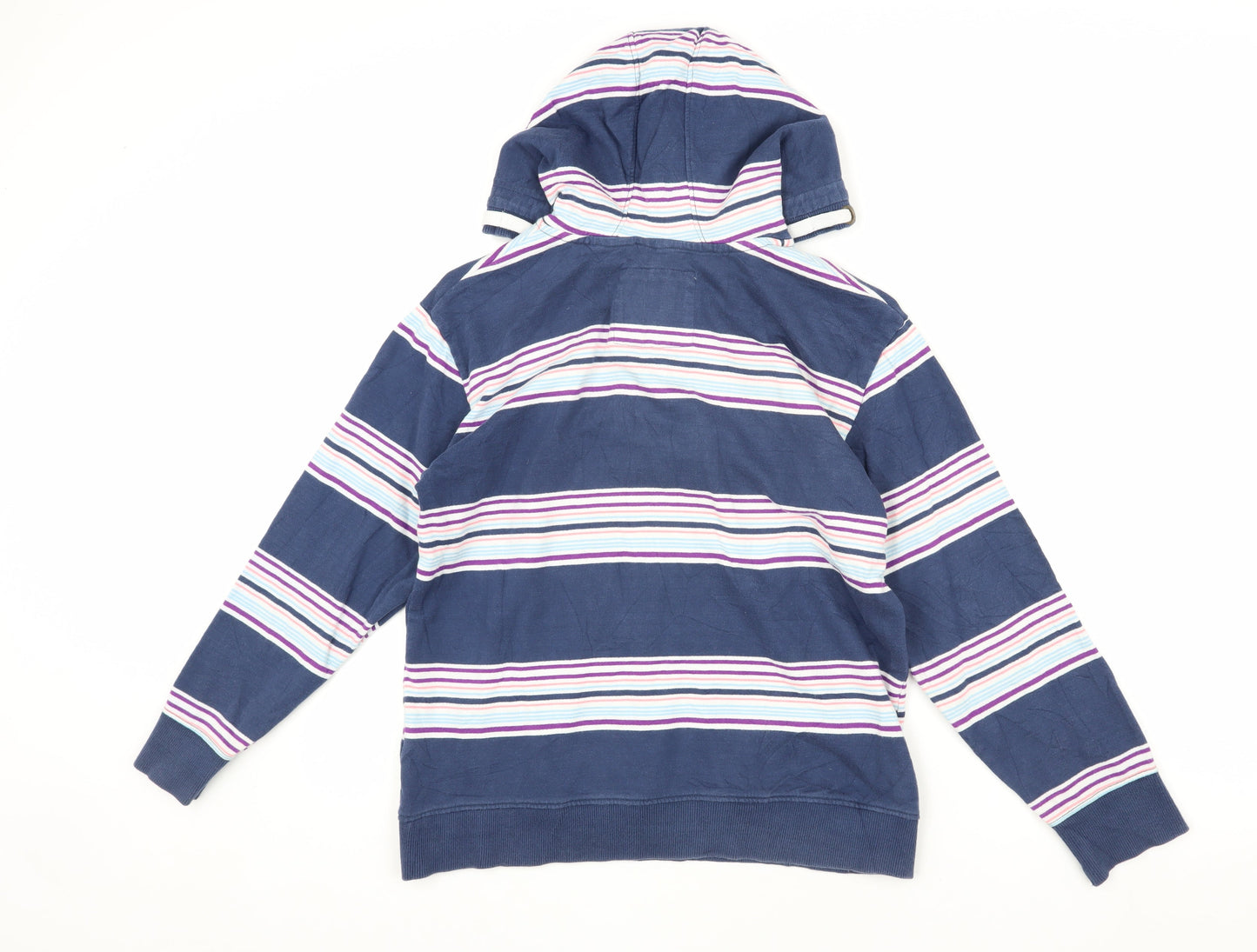 Mantaray Girls Blue Striped Hoodie, Henley Style, Size 9-10
