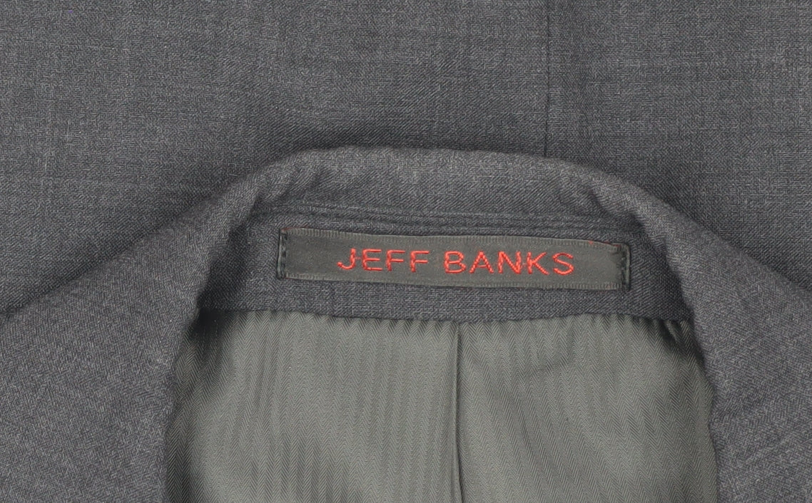 Mens UK Size 38 Jeff Banks Regular Grey Suit Jacket