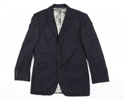 Aquascutum Men's Blue Wool Suit Jacket, Size 38S