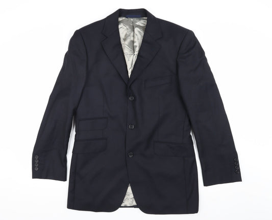 Aquascutum Men's Blue Wool Suit Jacket, Size 38S
