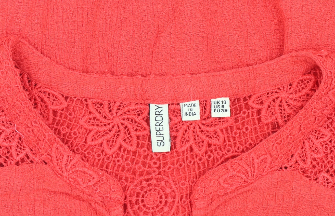 Womens UK Size 10 Superdry Red Tunic Blouse