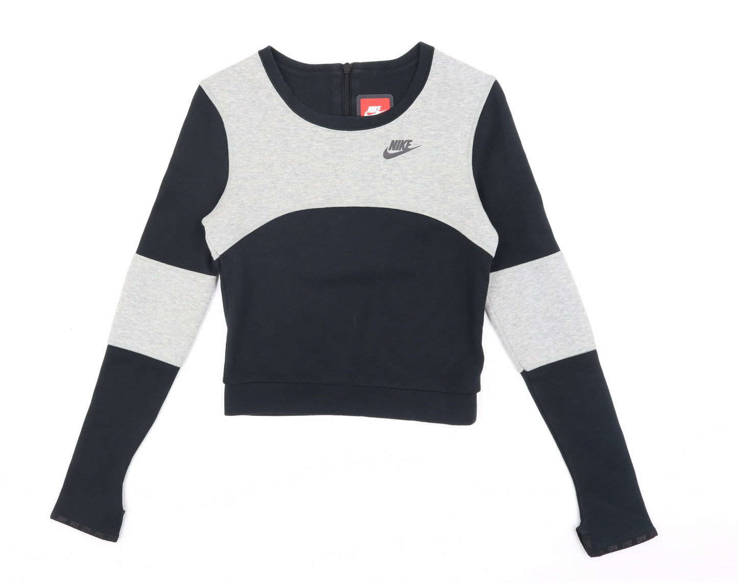 Nike Women's Black & Grey Colourblock Pullover Sweatshirt XS