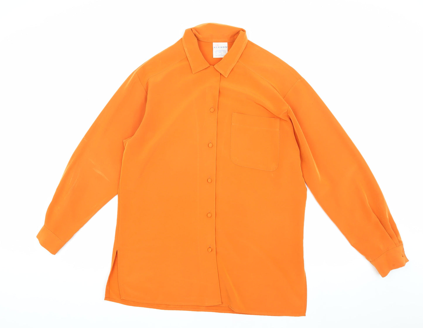 Alexon Women's Orange Button-Up Shirt, Size 12, Classic Fit