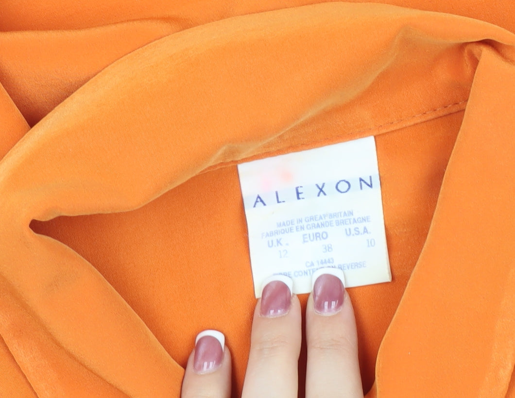Alexon Women's Orange Button-Up Shirt, Size 12, Classic Fit