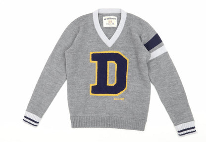 MK University Unisex Grey V-Neck Pullover Jumper M