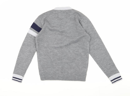 MK University Unisex Grey V-Neck Pullover Jumper M