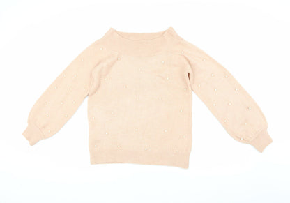 Next Women's Beige High Neck Pullover Jumper Size 6