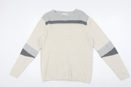 River Island Men's Ivory Medium Cotton-Cashmere Pullover Jumper