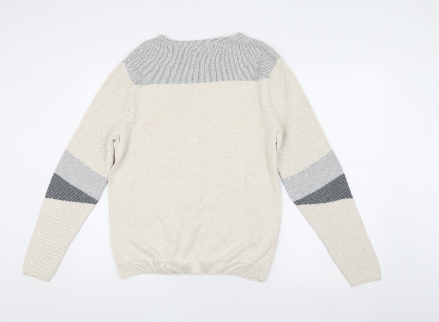 River Island Men's Ivory Medium Cotton-Cashmere Pullover Jumper