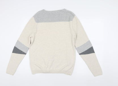 River Island Men's Ivory Medium Cotton-Cashmere Pullover Jumper