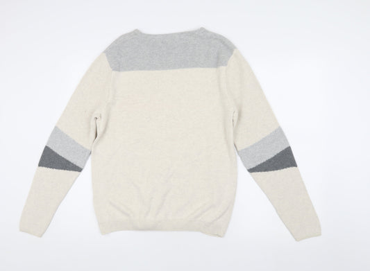 River Island Men's Ivory Medium Cotton-Cashmere Pullover Jumper