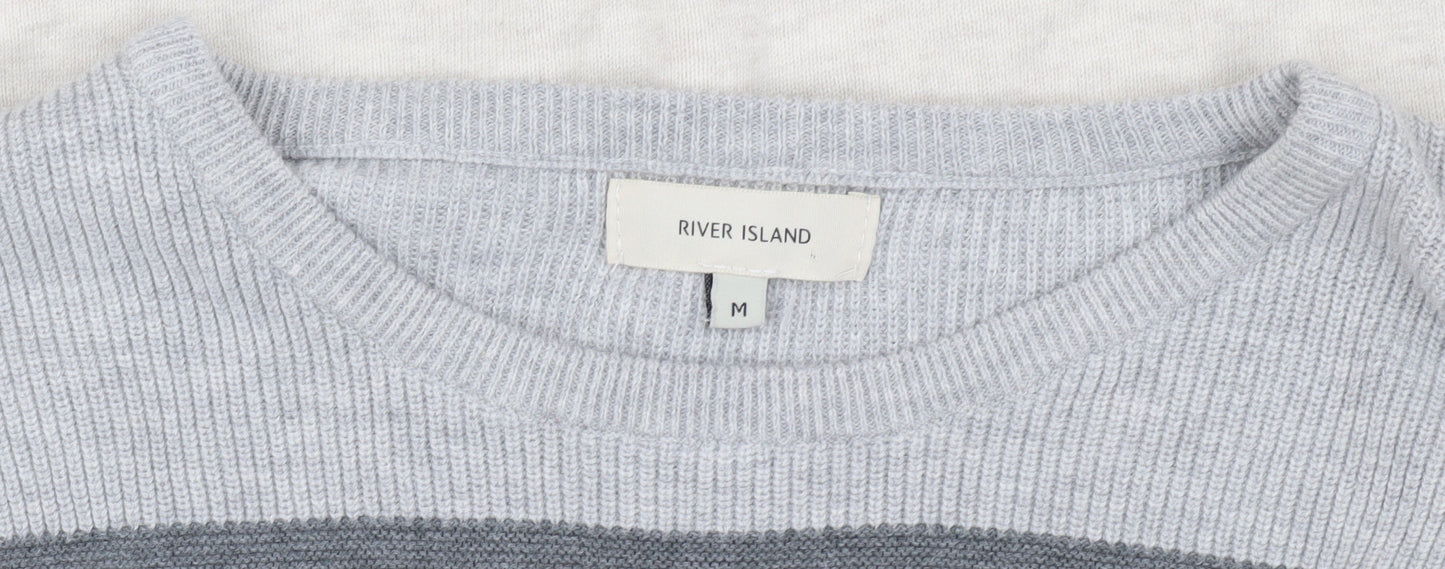 River Island Men's Ivory Medium Cotton-Cashmere Pullover Jumper