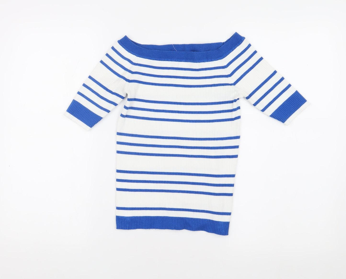 Hush Women's Blue Striped Off-Shoulder Top, Size M