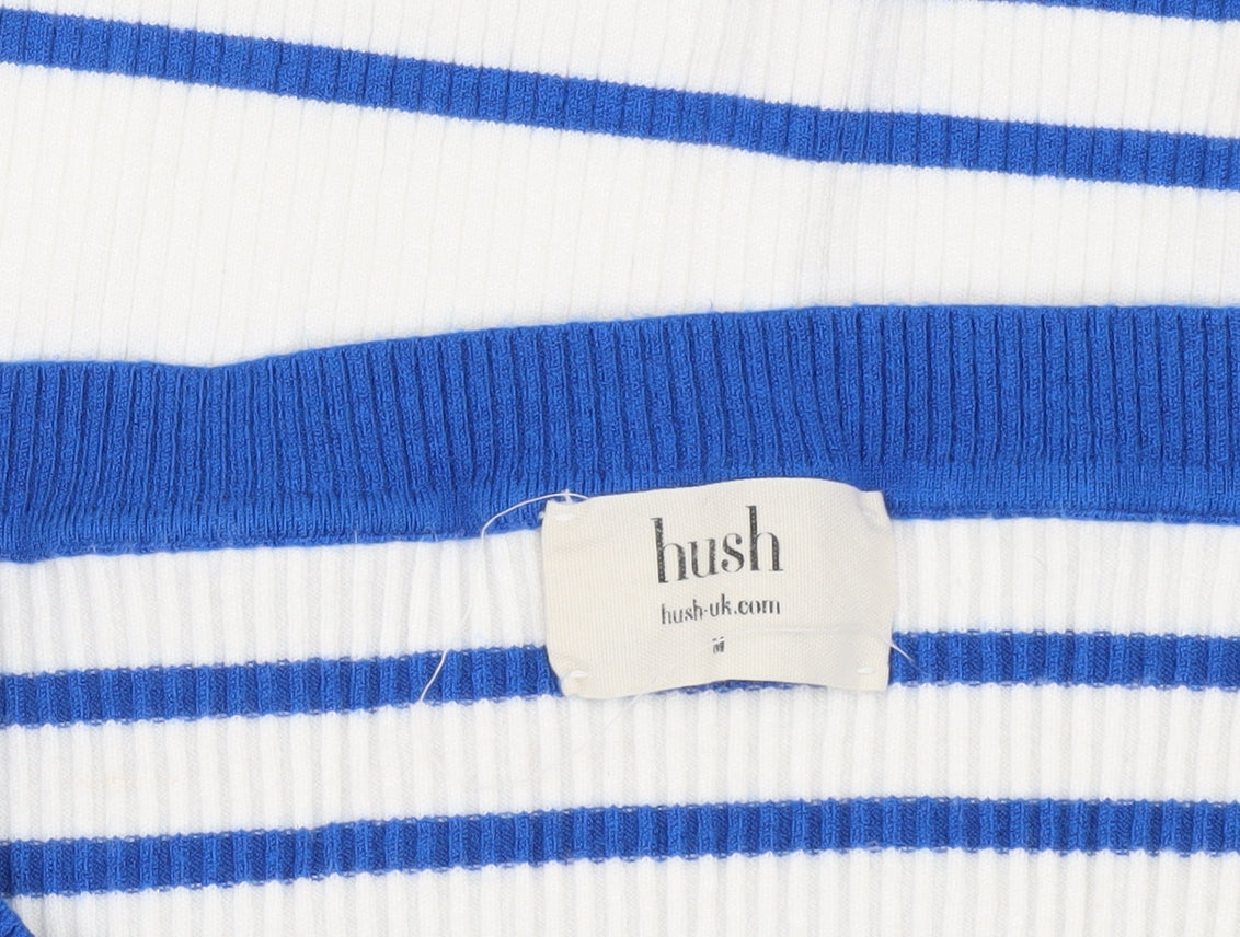 Hush Women's Blue Striped Off-Shoulder Top, Size M