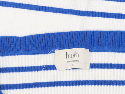 Hush Women's Blue Striped Off-Shoulder Top, Size M