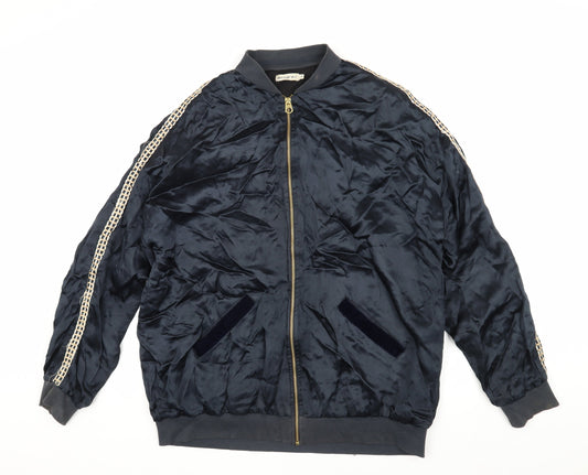 Unisex Adults UK Size S Light Before Dark Blue Bomber Jacket
