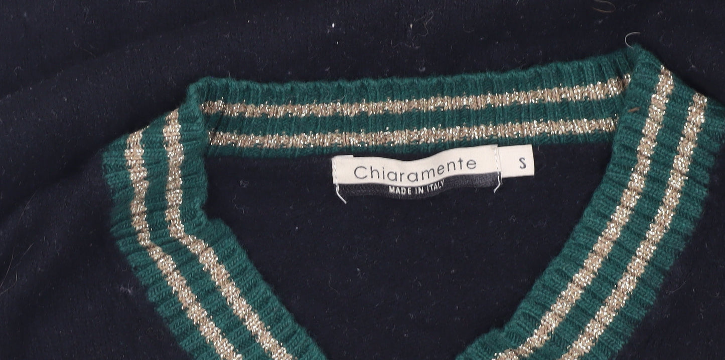 Chiaramente Women's Black Knit Dress, S, V-Neck, Winter