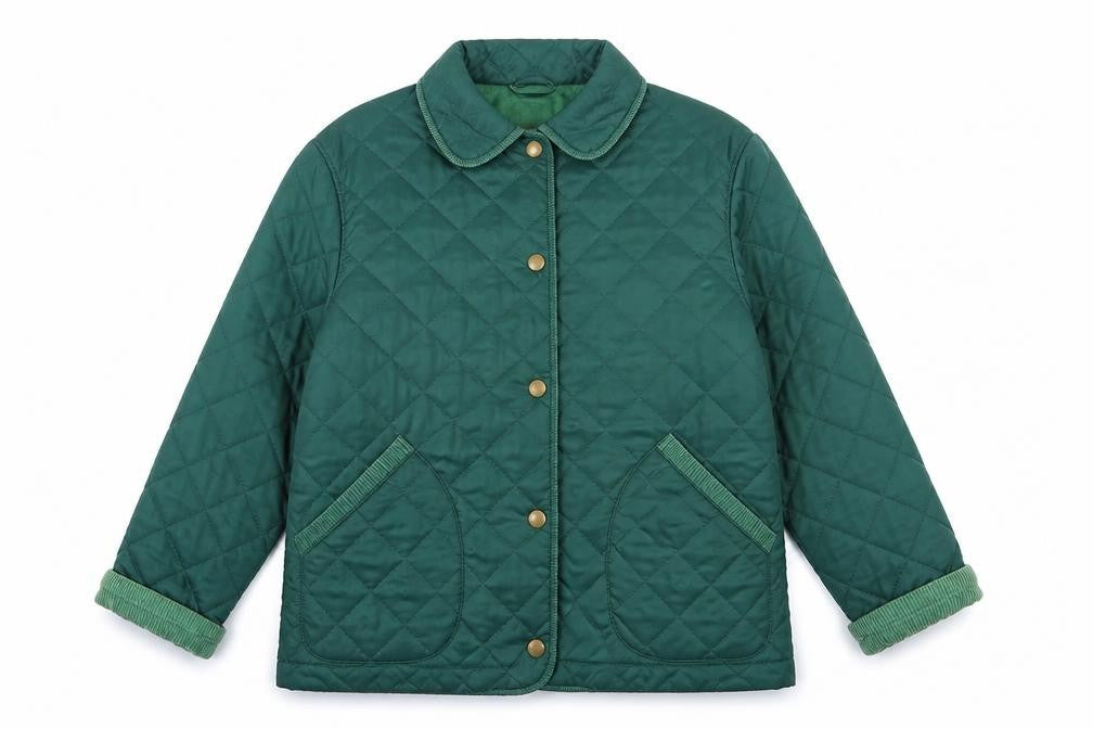 Womens UK Size 10 Marks and Spencer Green Quilted Coat
