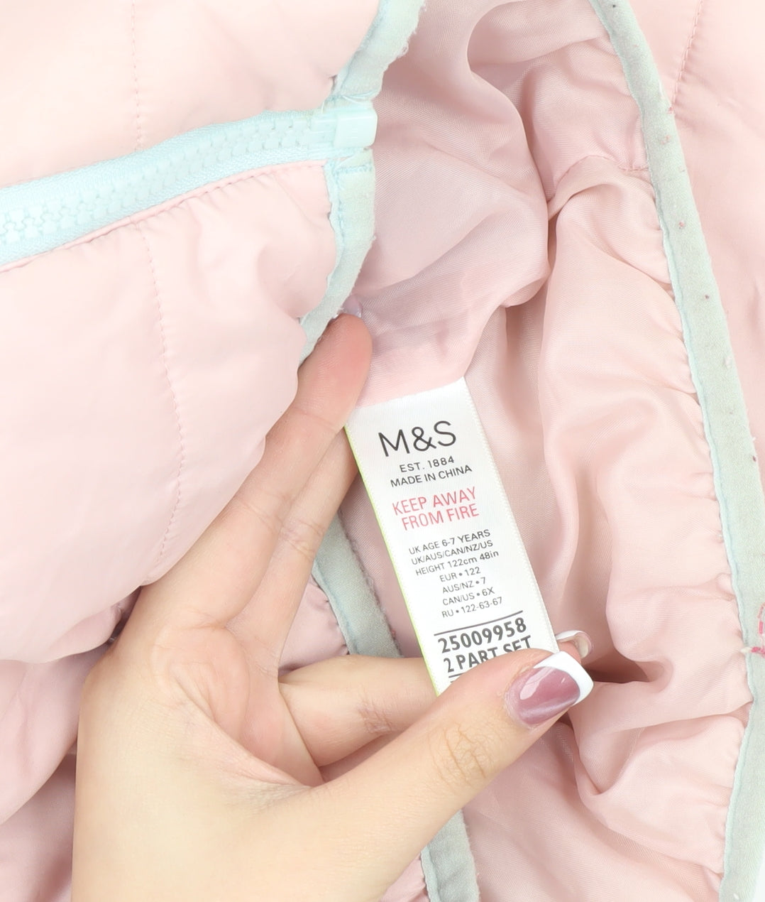 Marks and Spencer Pink Girls Puffer Jacket 6-7 Yrs