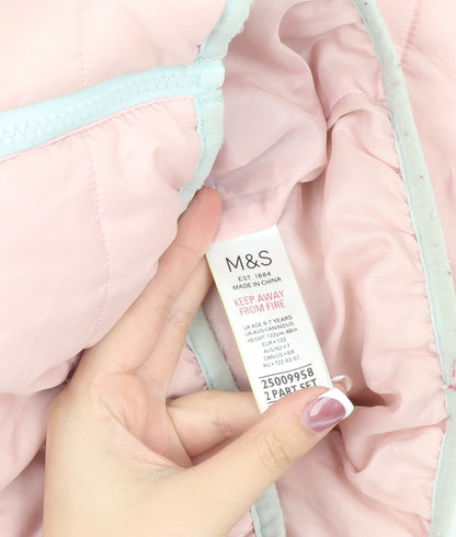 Marks and Spencer Pink Girls Puffer Jacket 6-7 Yrs