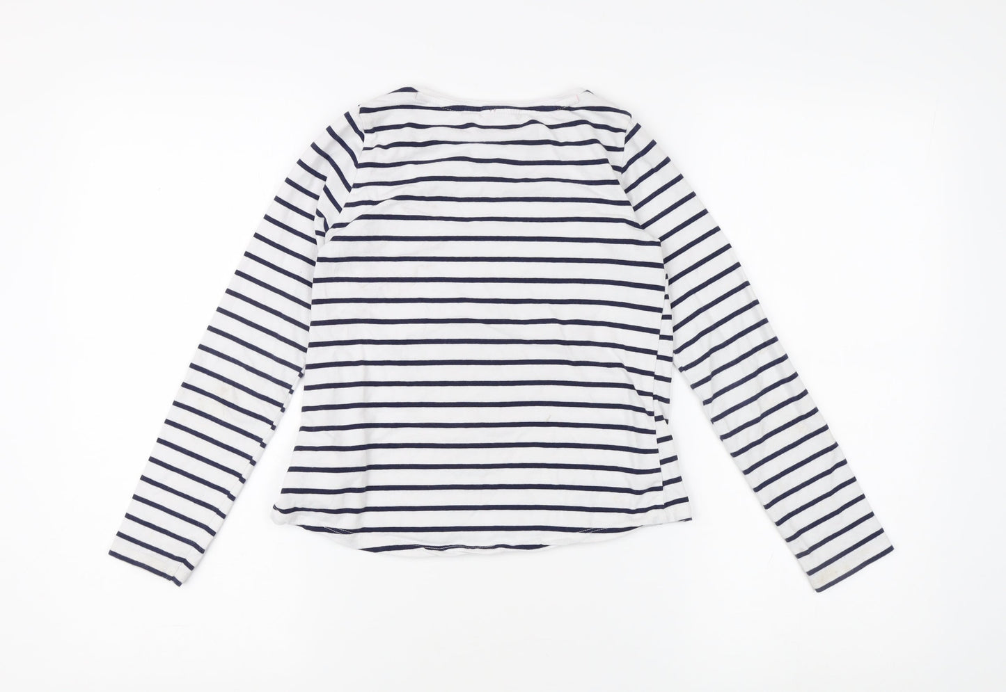 H&M Girls Blue Striped Sequin T-Shirt 9-10 Years