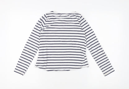 H&M Girls Blue Striped Sequin T-Shirt 9-10 Years