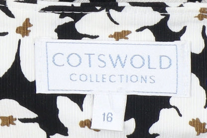 Cotswold Collections Women's Black Floral Skirt, Size 16