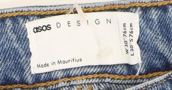Womens UK Size 30 ASOS DESIGN Regular Fit Straight Blue Jeans