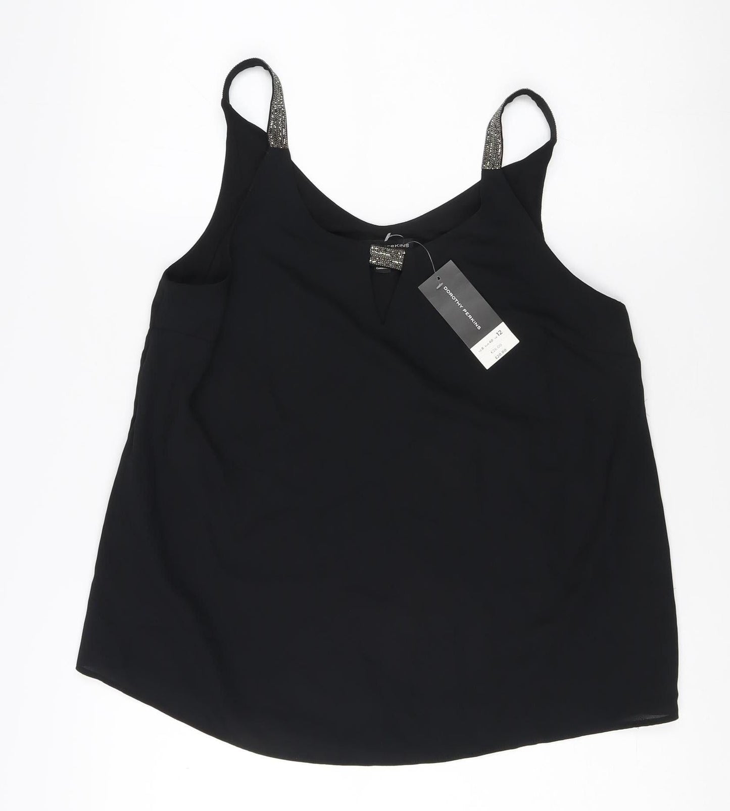 Womens UK Size 12 Dorothy Perkins Black Camisole Tank