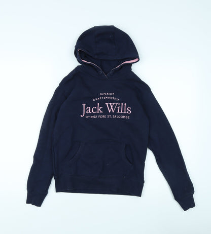 Jack Wills Girls Blue Pullover Hoodie 10-11 Years