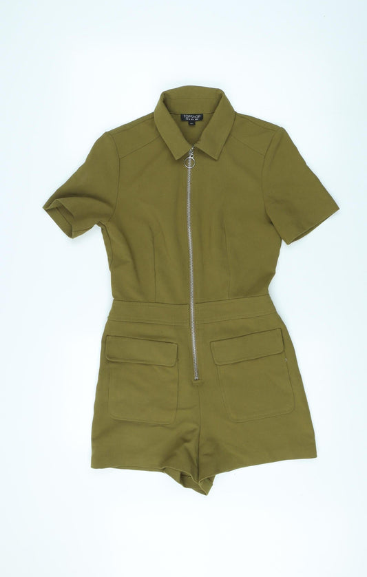 Topshop Women's Green Playsuit Size 8