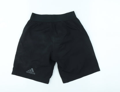 Adidas Boys Black Football Shorts Size S Elastic Waist