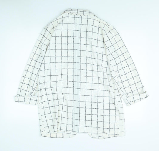 M&Co Women's White Checked Coat Size 12