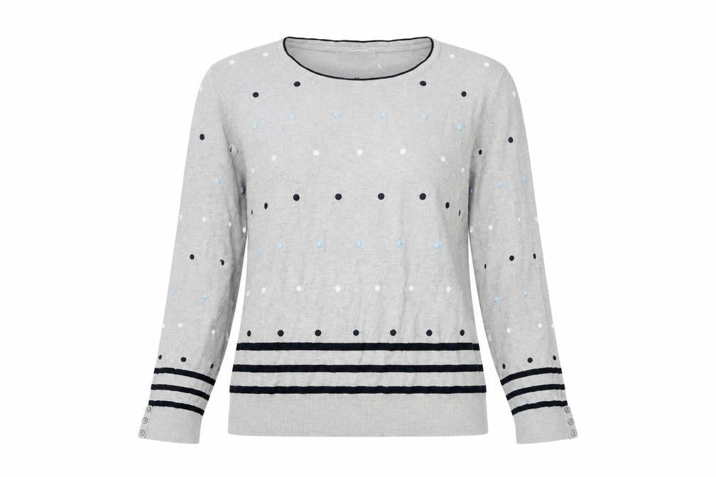 Country Casuals Women's Grey Polka Dot Pullover Jumper Size S