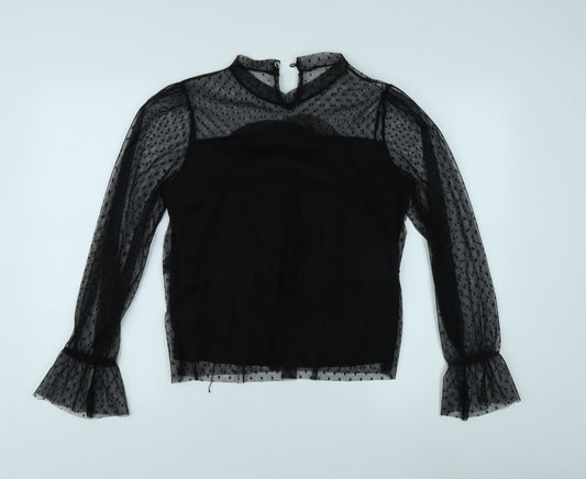 Womens UK Size M/L Apricot Black  Blouse