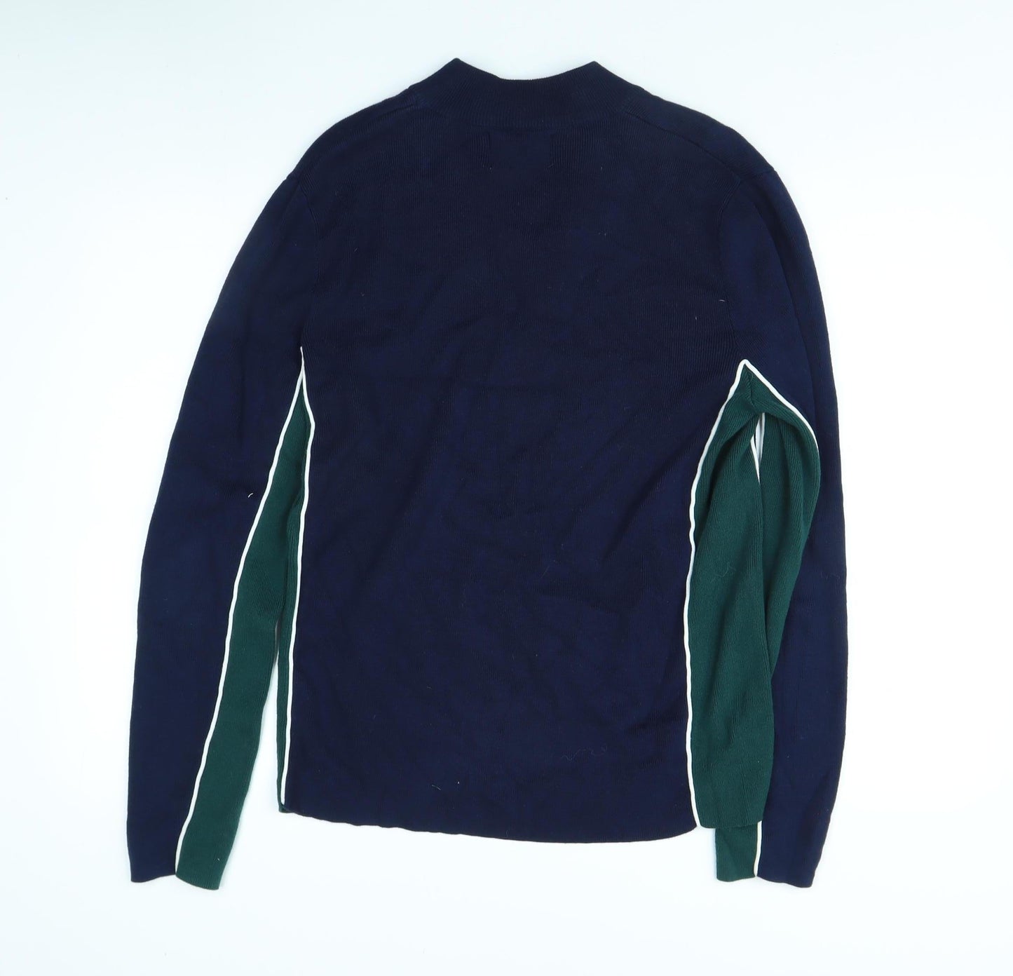 Topman Men's Blue Pullover Jumper, L, 1/4 Zip Knit