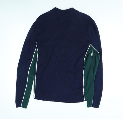 Topman Men's Blue Pullover Jumper, L, 1/4 Zip Knit