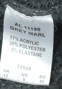 Cotton Traders Unisex Grey Cable-Knit Pullover Jumper Size 12