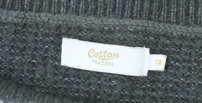 Cotton Traders Unisex Grey Cable-Knit Pullover Jumper Size 12