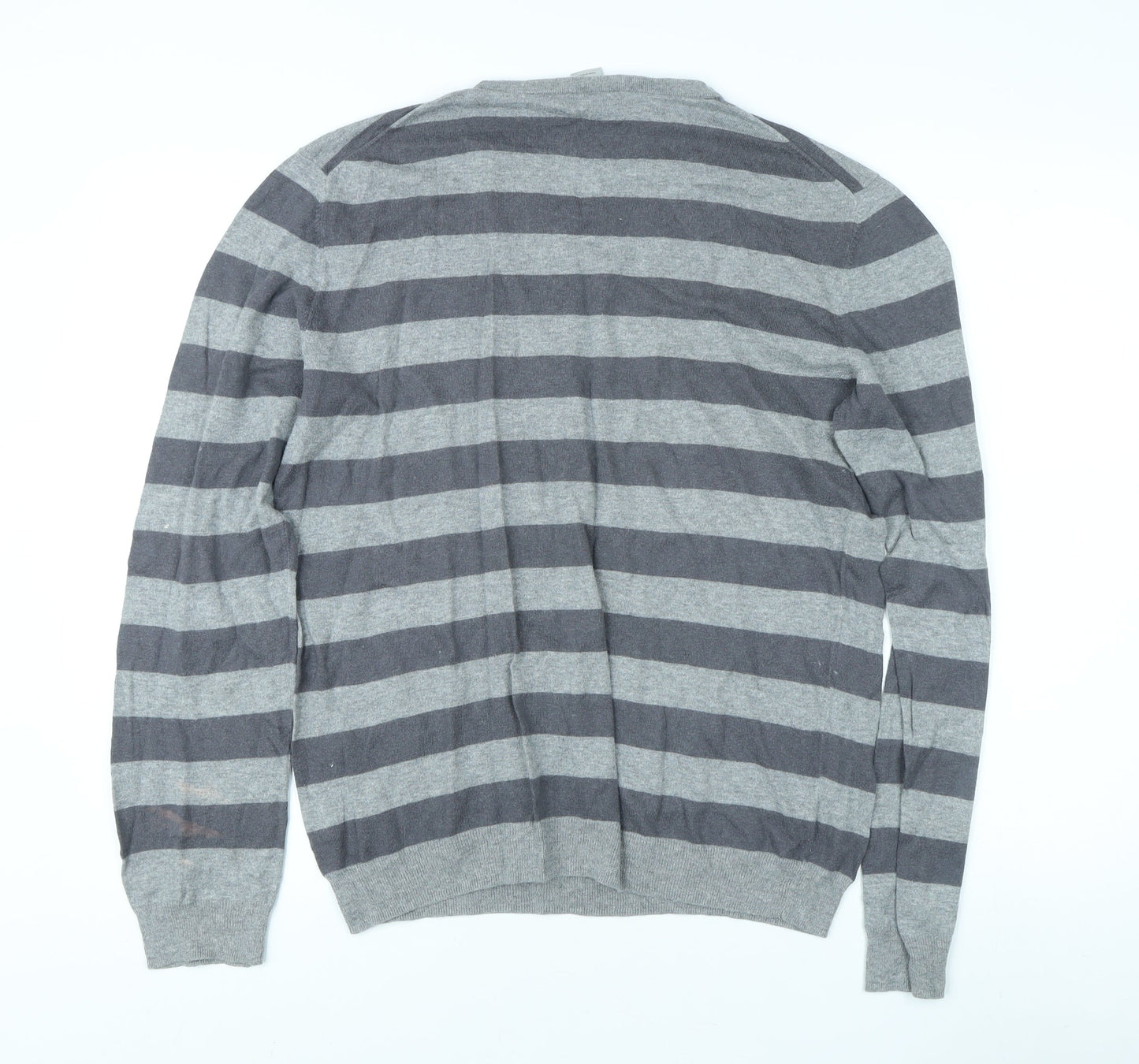 GAP Men's Grey Striped Pullover Jumper - L