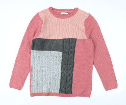 Cotton Traders Women's Pink Cable-Knit Pullover Jumper Size 12