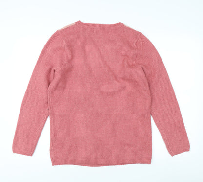 Cotton Traders Women's Pink Cable-Knit Pullover Jumper Size 12