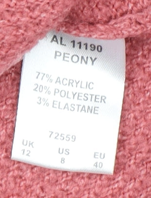 Cotton Traders Women's Pink Cable-Knit Pullover Jumper Size 12