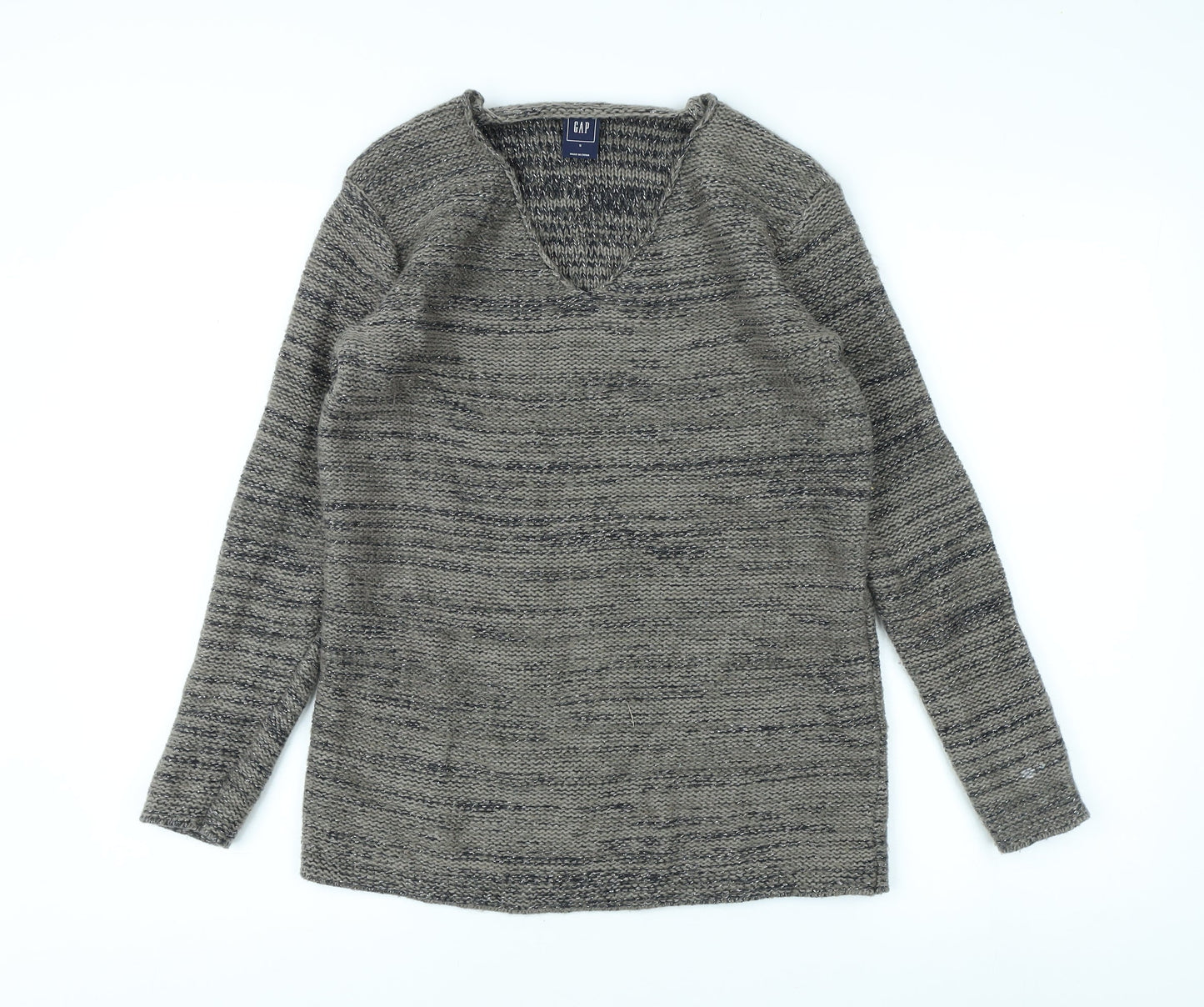 Gap Women's Grey Pullover Jumper, V-Neck, Size S