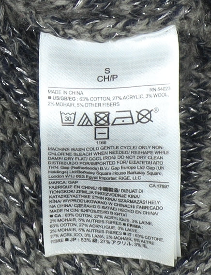 Gap Women's Grey Pullover Jumper, V-Neck, Size S