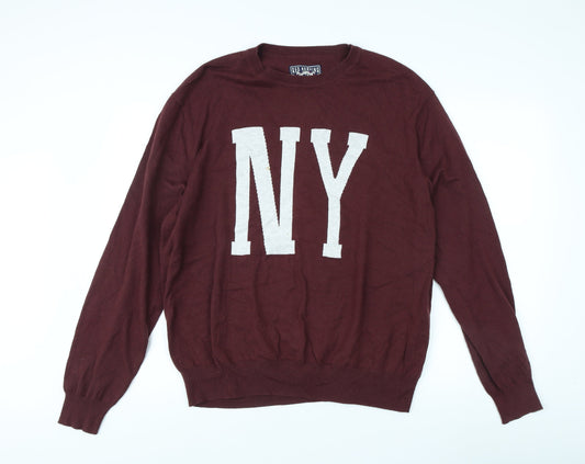 Red Herring Men’s Red Pullover Jumper 2XL NY Graphic